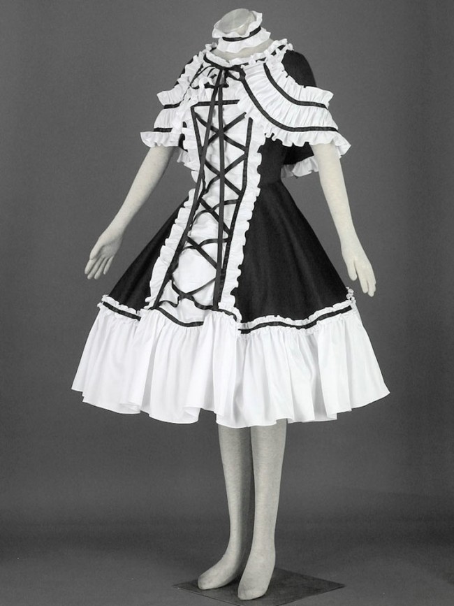 image_black_and_white_cute_girls_cotton_sweet_lolita_dress-02