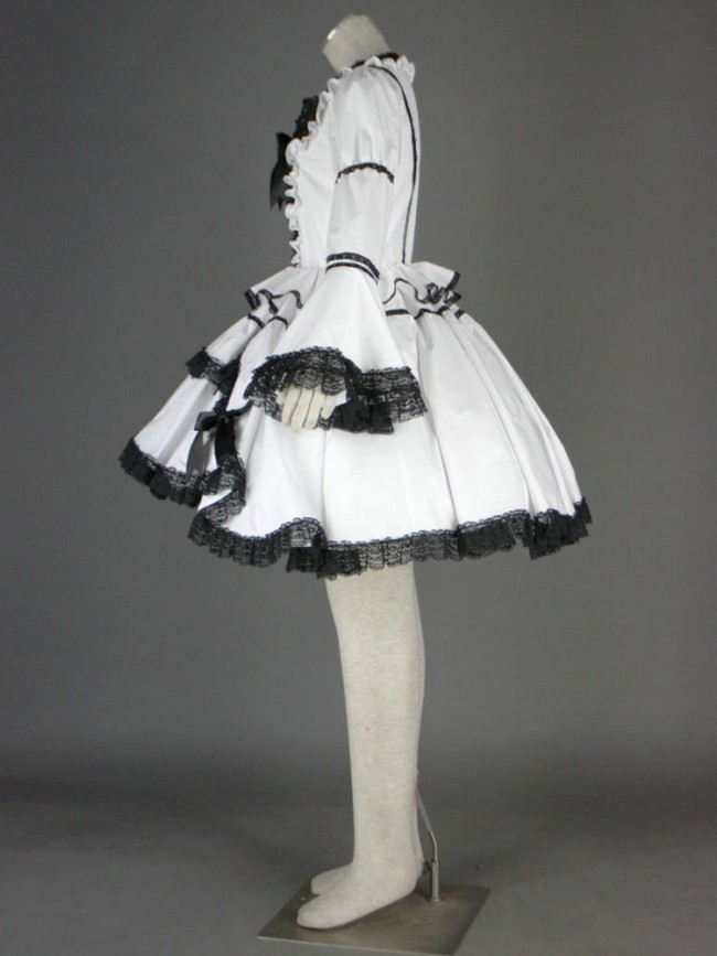 image_black_and_white_long_sleeves_lace_trim_cotton_gothic_lolita_dress03