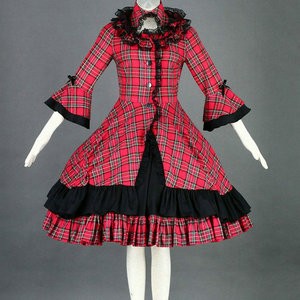 image_red_and_black_long_sleeves_cotton_sweet_lolita_dress