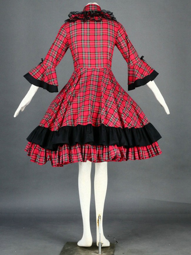 image_red_and_black_long_sleeves_cotton_sweet_lolita_dress04